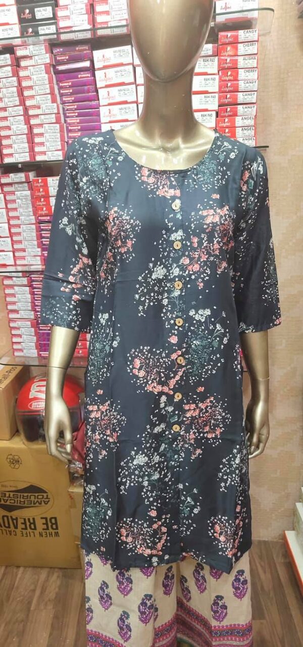 Elegant Floral Printed Cotton Kurti